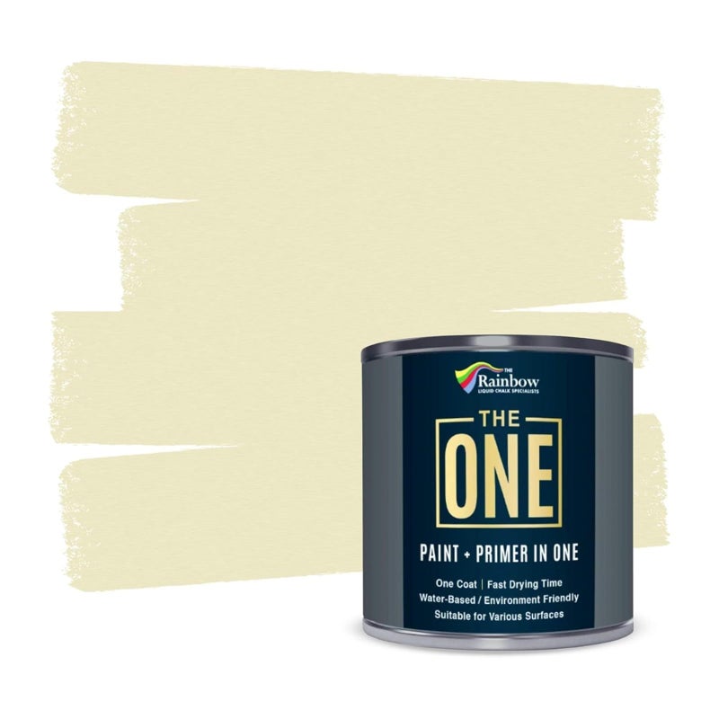 THE ONE All-In-One Paint & Primer - Cream Matte, 33.8 Fl Oz/1 Liter | 1 Coat Formula | Easy Indoor & Outdoor Decorating for Home & Garden Walls, Floors & Furniture | Water-Based & Low VOC - Image 1